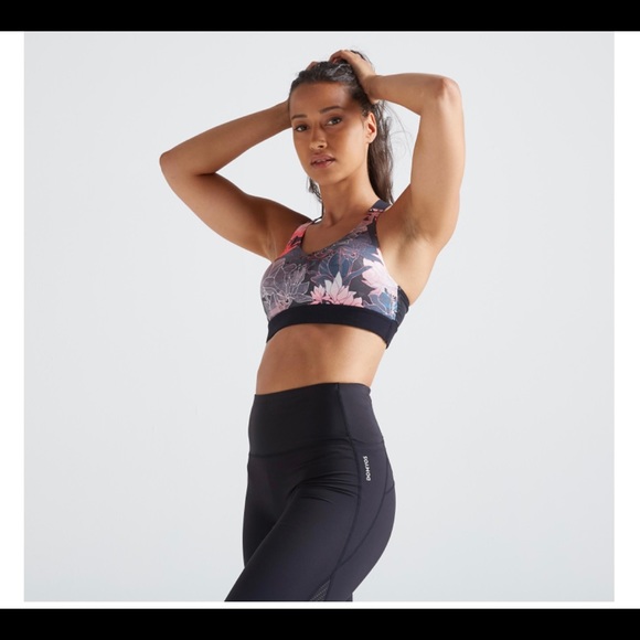 🍋2/$20 DOMYOS Women’s 500 Fitness Cardio Training Sports Bra Floral Print XS - Picture 6 of 14